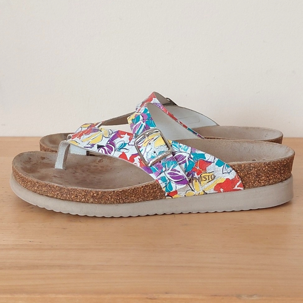Mephisto Helen Brights Floral Thong Leather Sandals